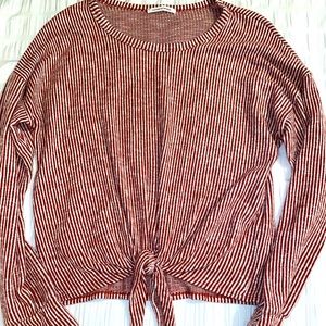 Stripped Burgundy & White Tie Top Size Medium